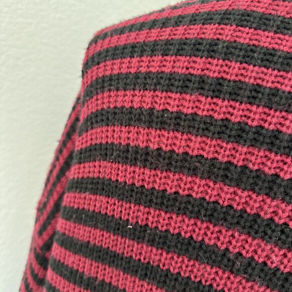 Hot Topic Long Cardigan Sweater, Red, Black, Striped Emo Size Medium Button Down - Picture 9 of 14